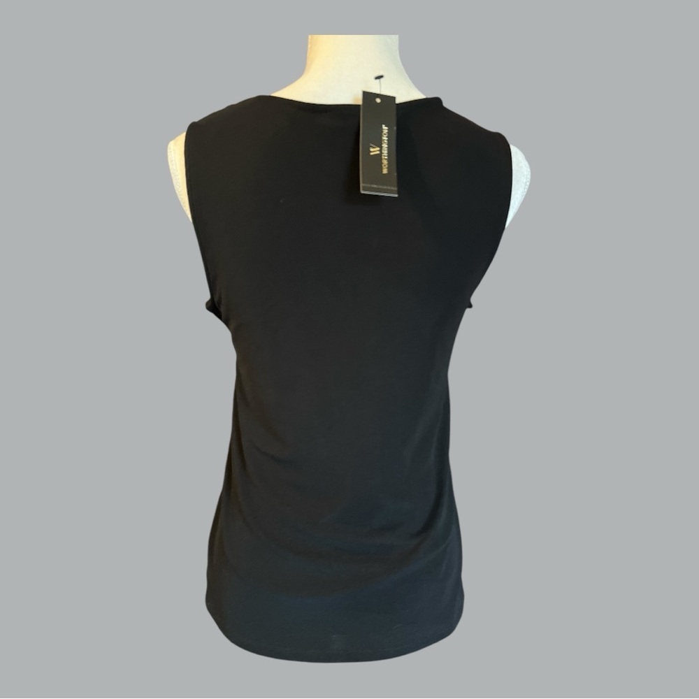 Worthington Black Plunge V-Neck Sleeveless Tank Top - Picture 2 of 4